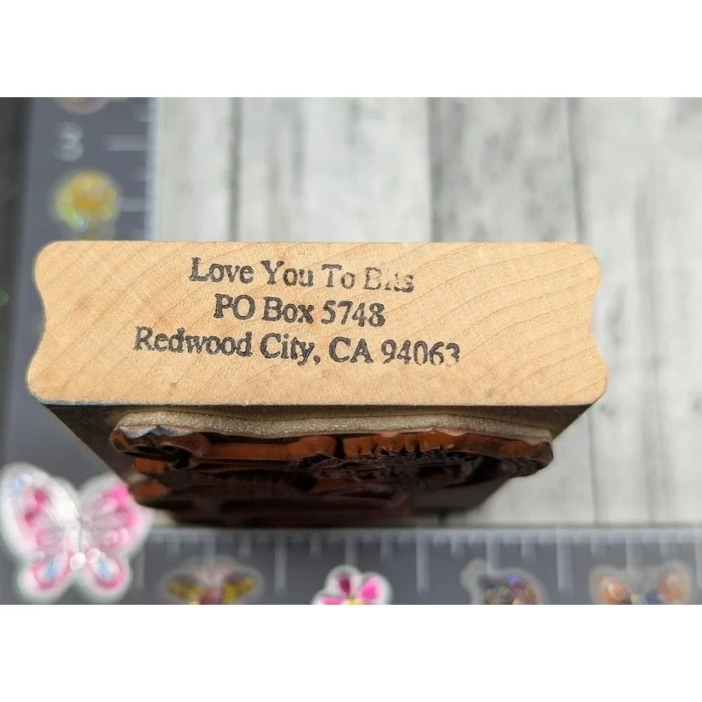 Love You To Bits Stitched Girl Dress Hat Rubber Stamp Wood #H97